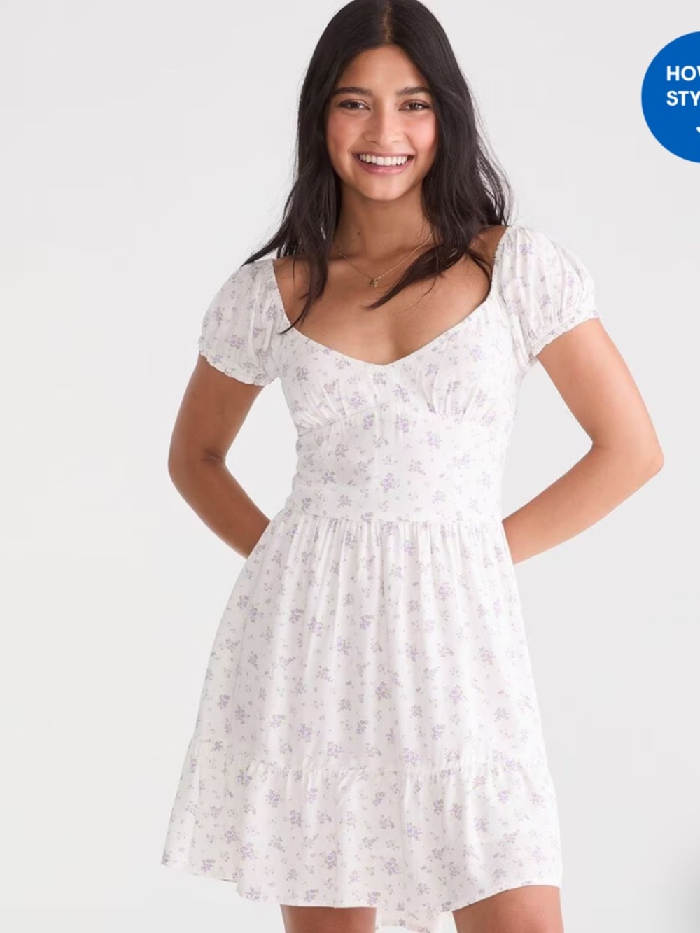 NEW 2026 Floral V-Neck Mini Dress XS